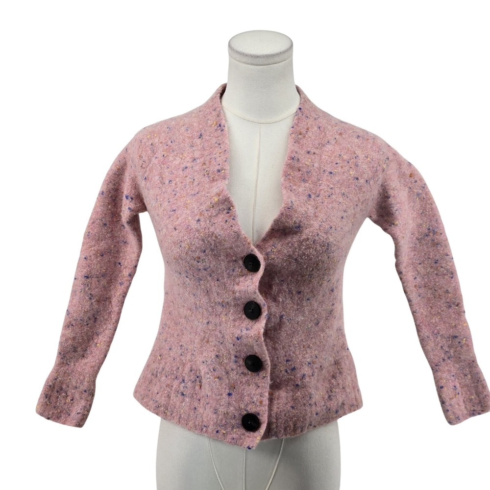 Everlane Sweater Cardigan Womens XS‎ Pink V-Neck Long Sleeve Tight-Knit